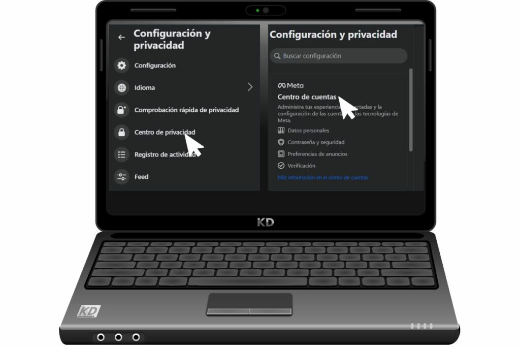 Cambiar tu contraseña de Facebook es rápido y fácil: Accede a 'Configuración', 'Centro de cuentas', 'Contraseña y seguridad' y selecciona 'Cambiar contraseña'. Foto: Captura de pantalla.