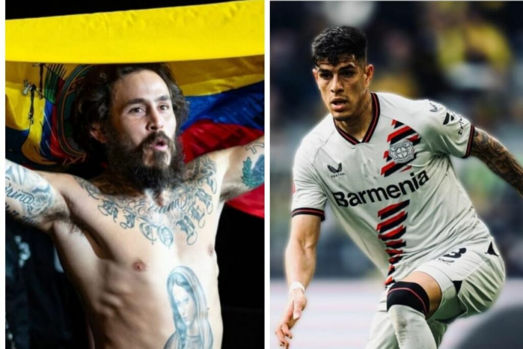Marlon 'Chito' Vera (izq.) en su última pelea en la UFC y Piero Hincapié (der.) en un partido del Bayer Leverkusen.