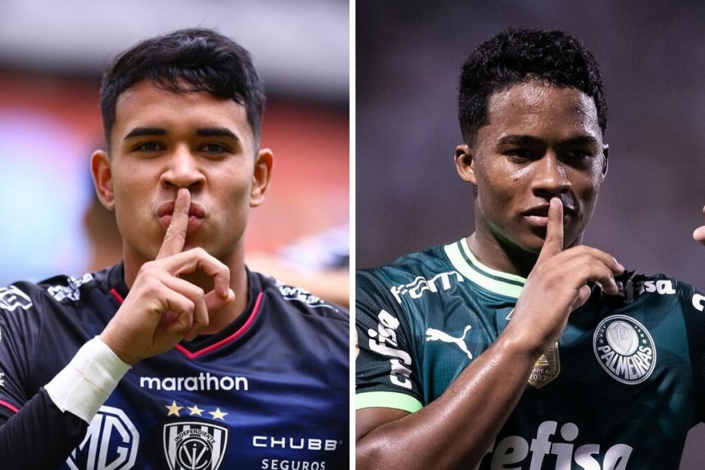 Kendry Páez (izq.), promesa ecuatoriana, se enfrentará a Endrick, promesa brasileña, por la Copa Conmebol Libertadores 2024.