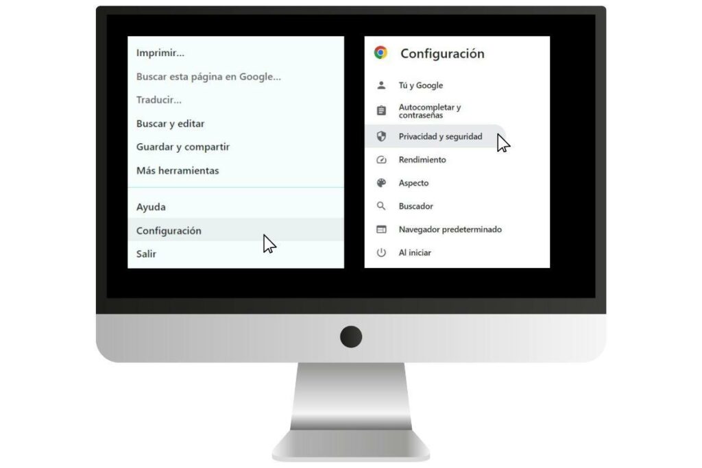 Pasos para acceder a las ’cookies’ desde el navegador Chrome. Foto: Captura de pantalla.
