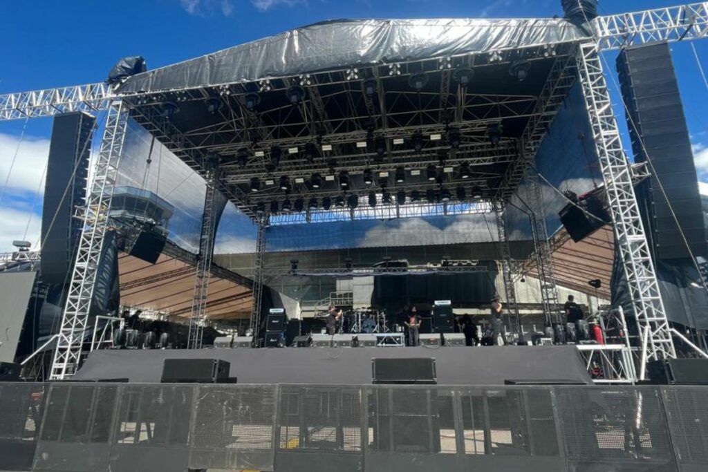 Prueba de sonido en el escenario The Metal Fest, este 18 de abril de 2024. Foto: cortesía