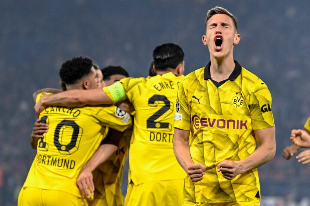 Jugadores del Borussia Dortmund celebran el gol ante el Paris Saint-Germain que les permitió clasificarse a la final de la Champions League 23/24.