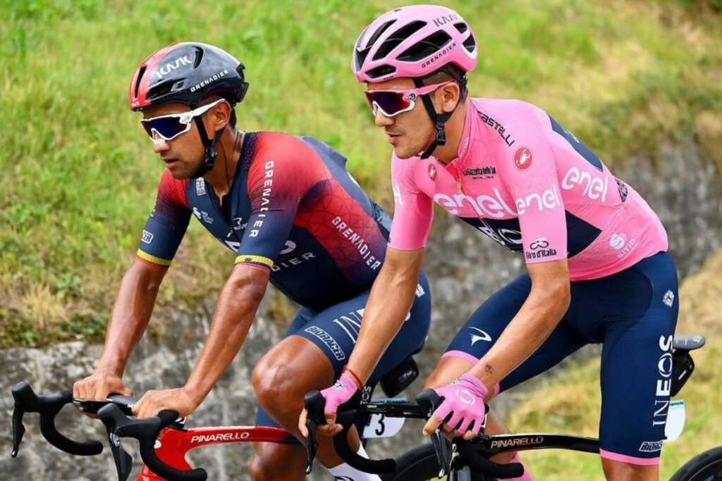Jhonatan Narváez y Richard Carapaz cuando fueron compañeros de equipo en INEOS.