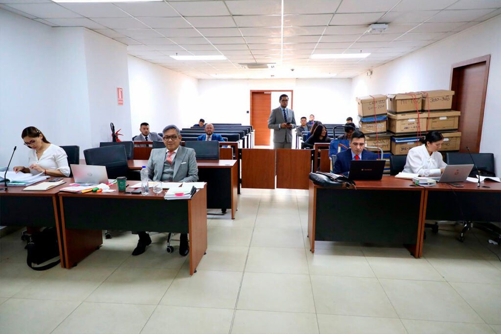 Audiencia de apelación a la prisión preventiva por dos procesadas por presunta participación del delito de delincuencia organizada en el caso Encuentro. Foto: X Fiscalía