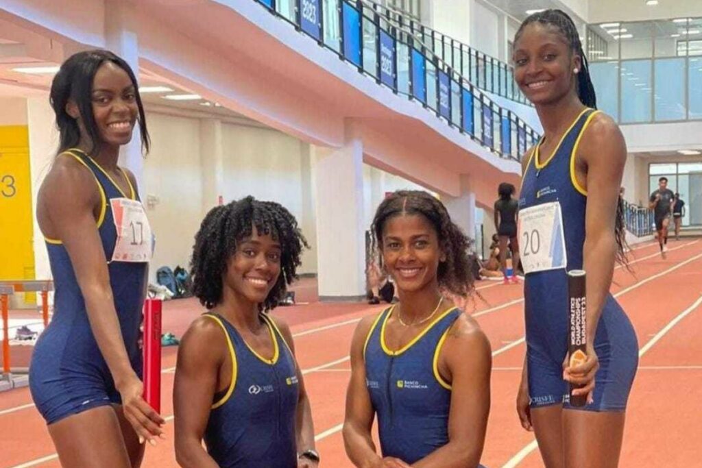 El equipo que impuso el récord nacional de relevos de Ecuador. Foto: Federación Ecuatoriana de Atletismo
