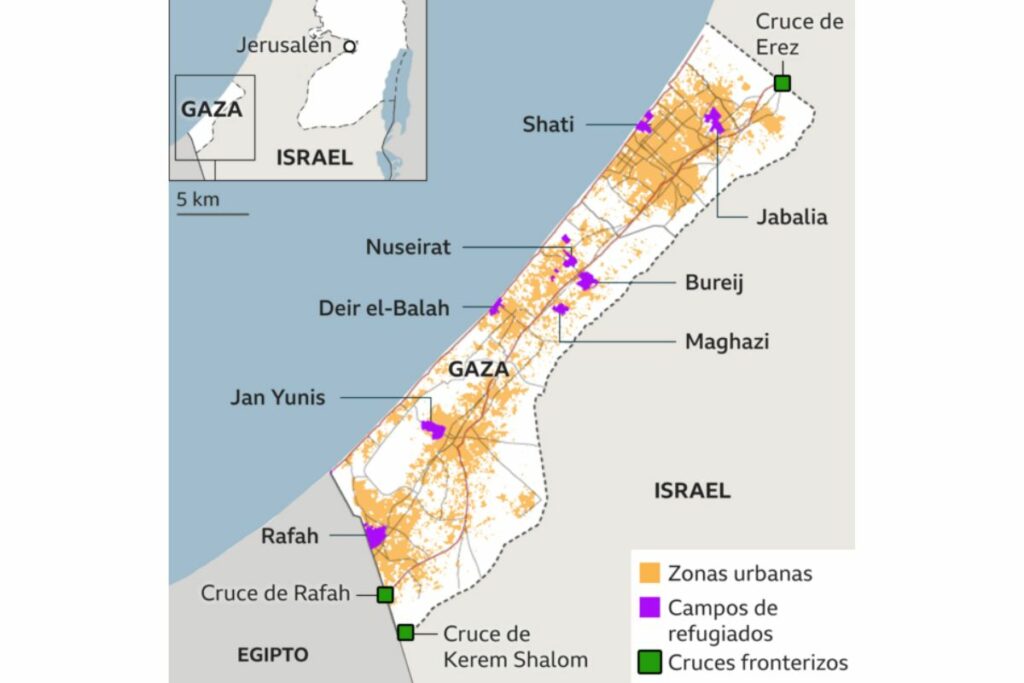 La Fundación del Español Urgente ofrece valiosas pautas sobre la redacción relacionada con la Franja de Gaza. Foto: www.bbc.com.
