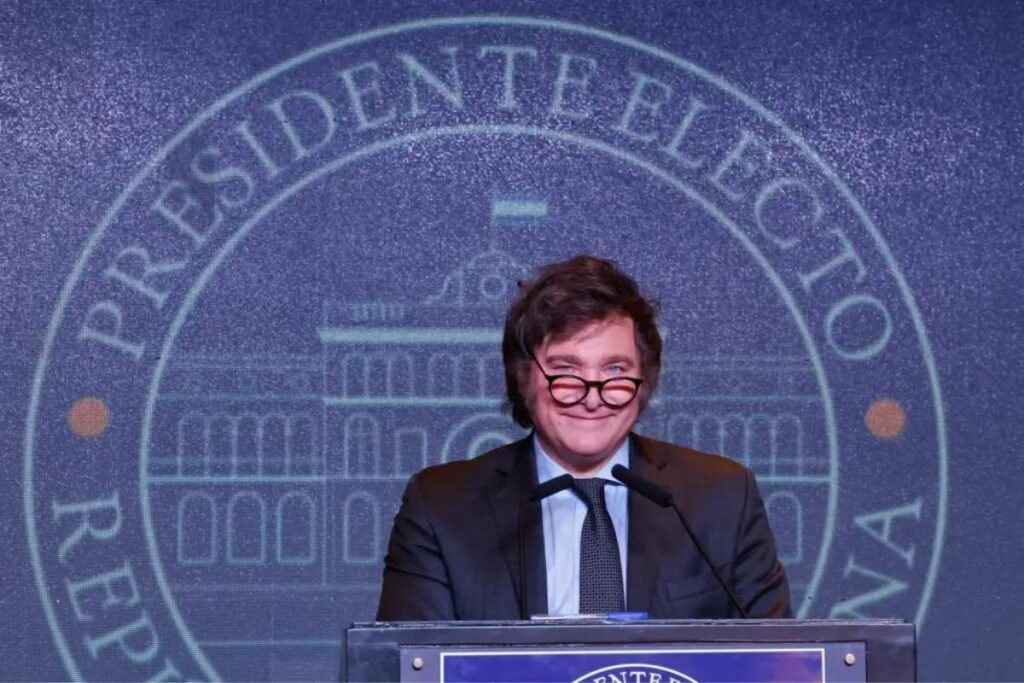 Javier Milei durante uno de sus discursos.