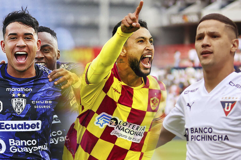 Kendry Páez (i), Jeison Medina y Alex Arce en la Liga Pro 2024. Foto: API / EL COMERCIO.