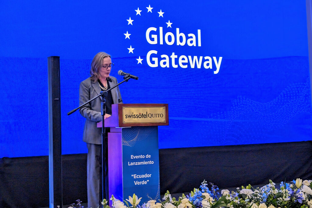 Matilde Mordt, representante residente del PNUD Ecuador en su ponencia en el lanzamiento del proyecto ‘Ecuador verde’. Foto: EL COMERCIO