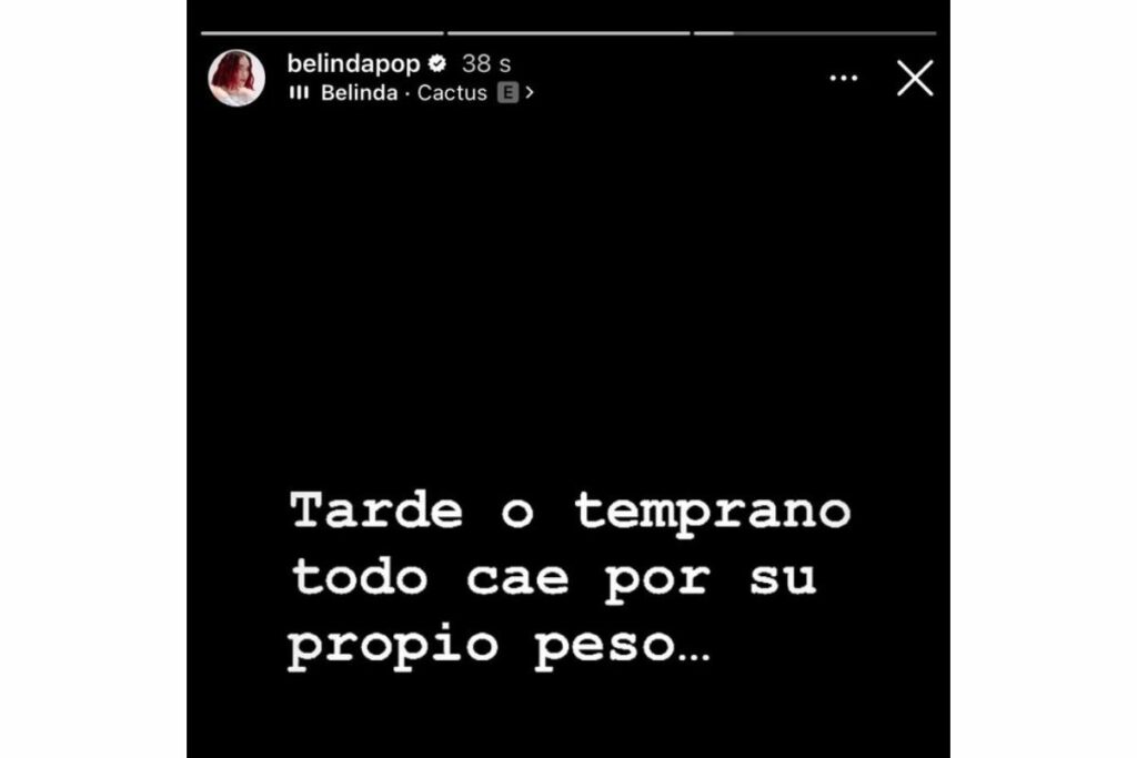 Story de Belinda. Foto: screenshot de Instagram
