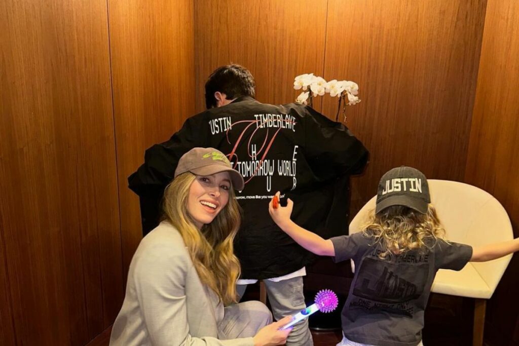 Jessica Biel con los hijos que tiene con Justin Timberlake. Foto: Instagram