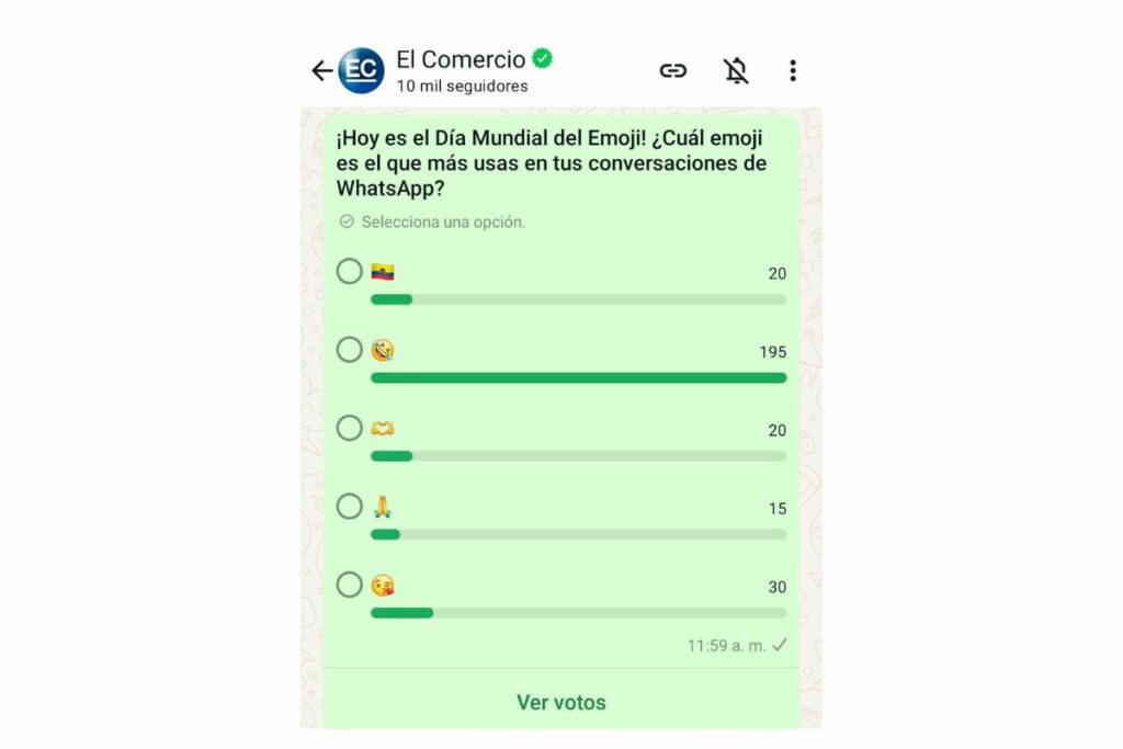 La comunidad ecuatoriana eligió la "cara llorando de risa" como su emoji favorito. Foto: Captura de pantalla. 