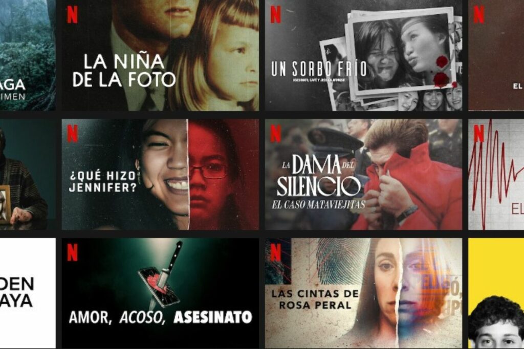 Catálogo de Netflix sobre historias de crímenes reales. Foto: screenshot 12 de julio de 2024.
