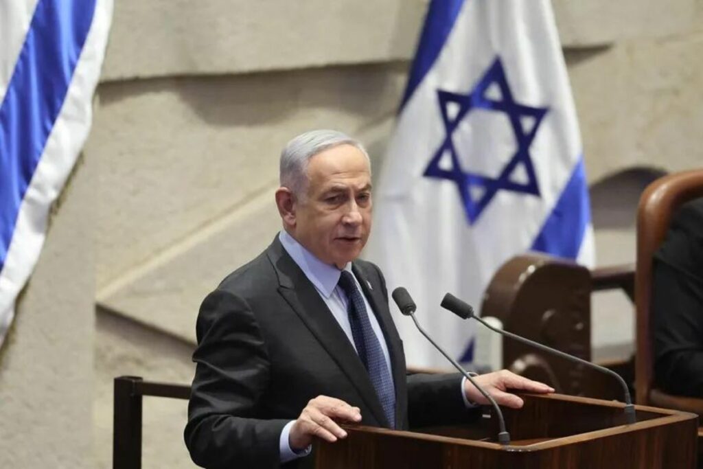 Benjamín Netanyahu durante uno de sus discursos.