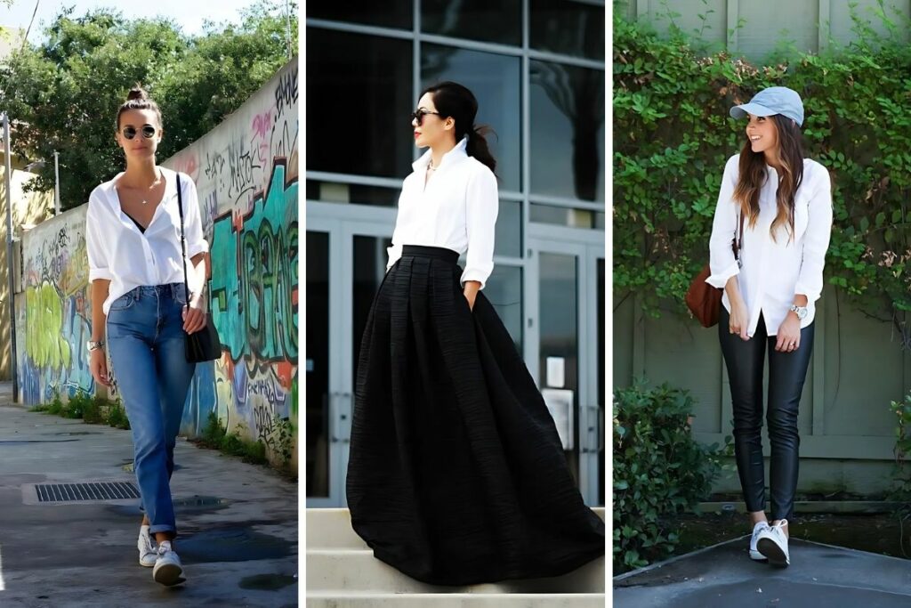 La camisa blanca básica es una de tus mejores aliadas para crear atuendos versátiles.