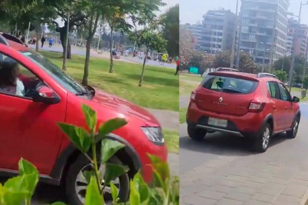 Una de las conductoras hablaba por celular mientras atravesaba el parque La Carolina