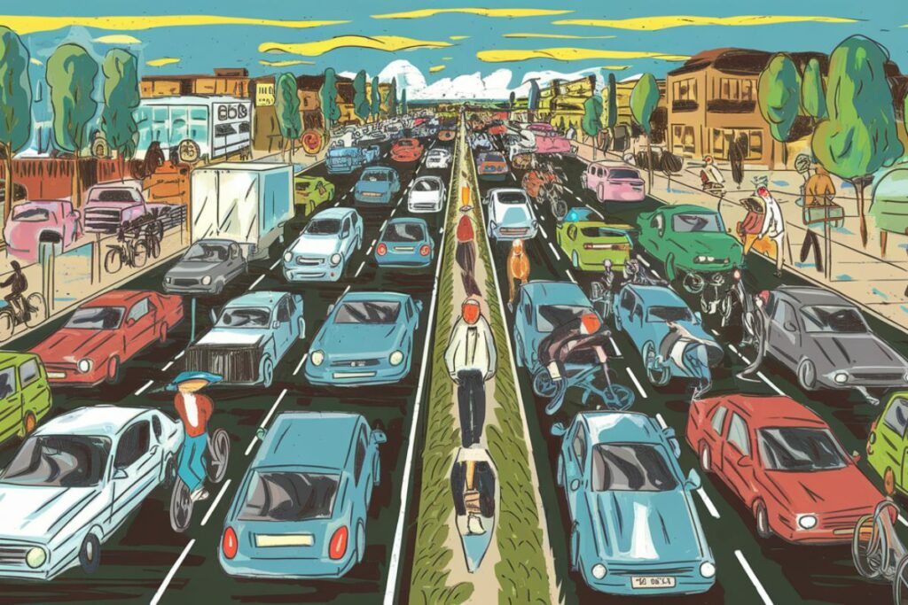 Imagen muestra el caos vehicular en las vías.