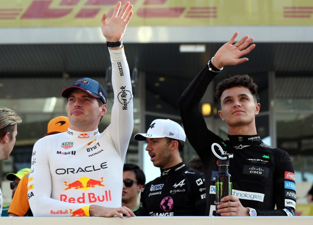 Max Verstappen y Lando Norris, campeón y subcampeón de la Fórmula 1 en 2025.