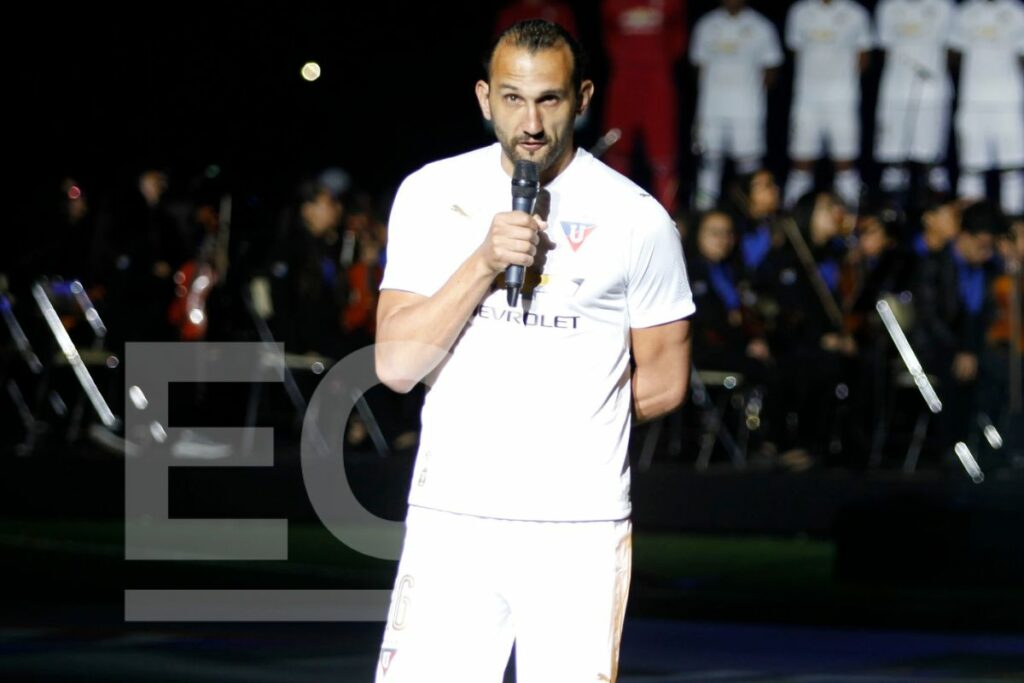 Hernán Barcos durante la Noche Blanca de Liga de Quito en 2018.