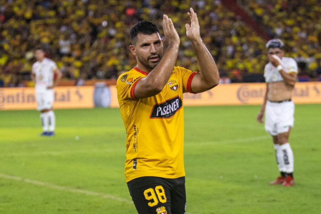 Sergio Agüero en la Noche Amarilla 2023 en el estadio Monumental de Barcelona SC.