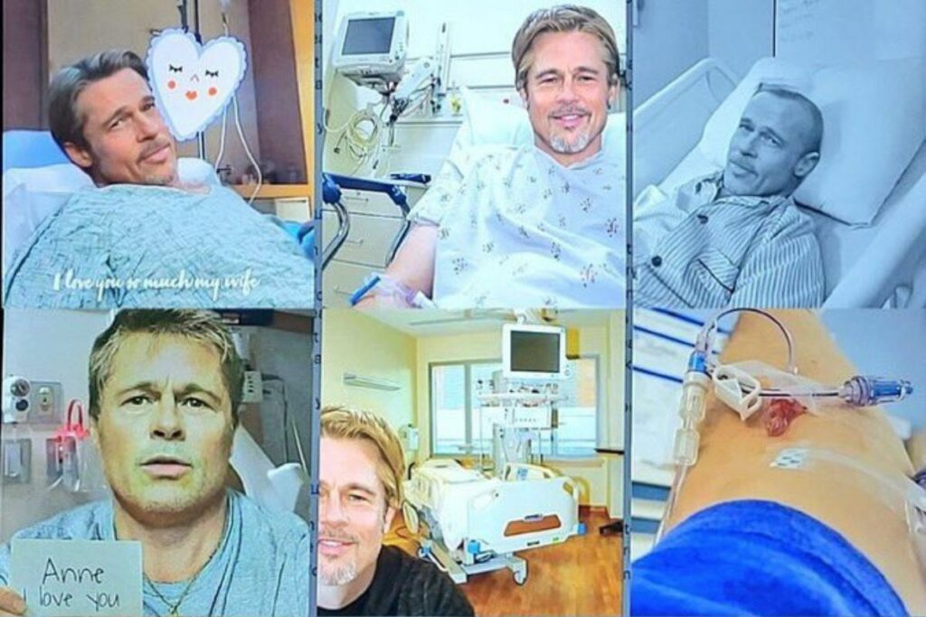 Fotos con la imagen del actor Brad Pitt que le enviaron a Anne. 