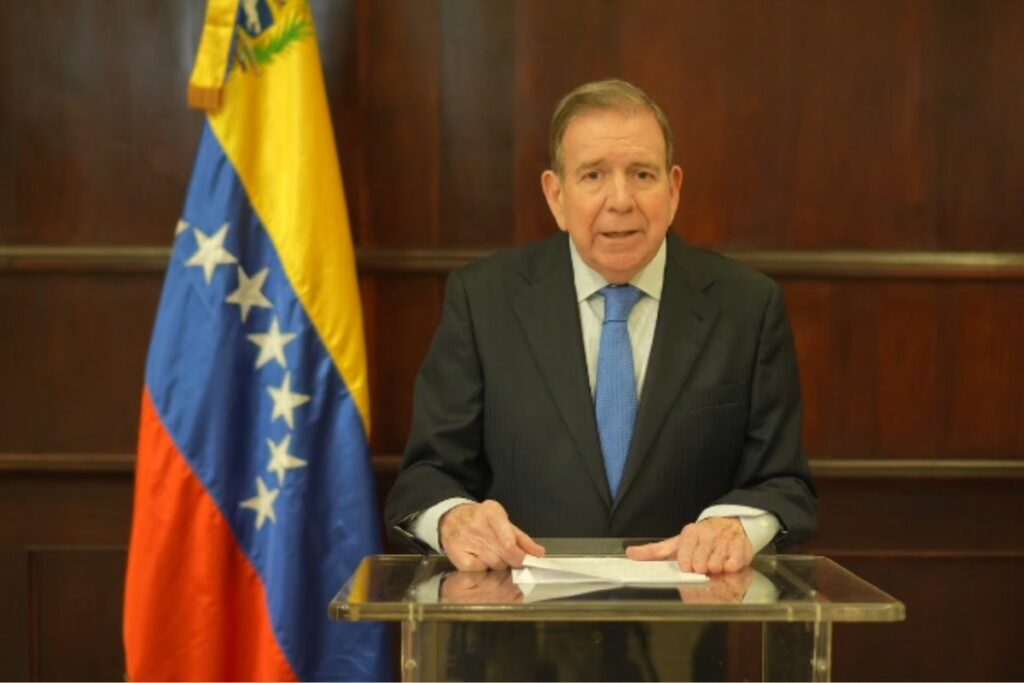 Edmundo González durante su mensaje a los venezolanos