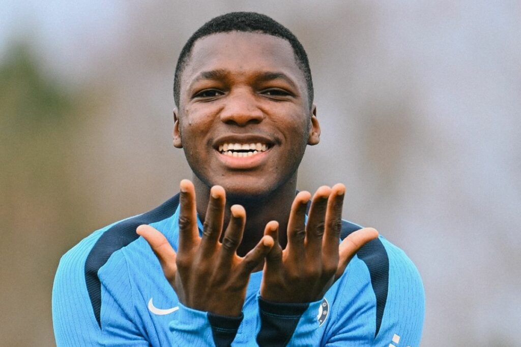 Moisés Caicedo en un entrenamiento con el Chelsea en el 2024.
