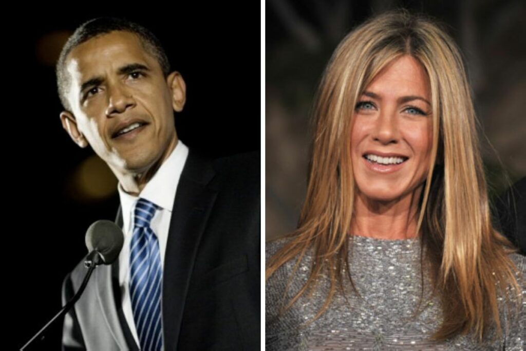 Barack Obama, expresidente de Estados Unidos y la actriz Jennifer Aniston.