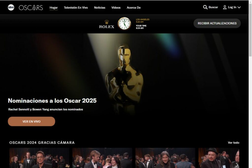 Sitio web oficial de los Oscar.