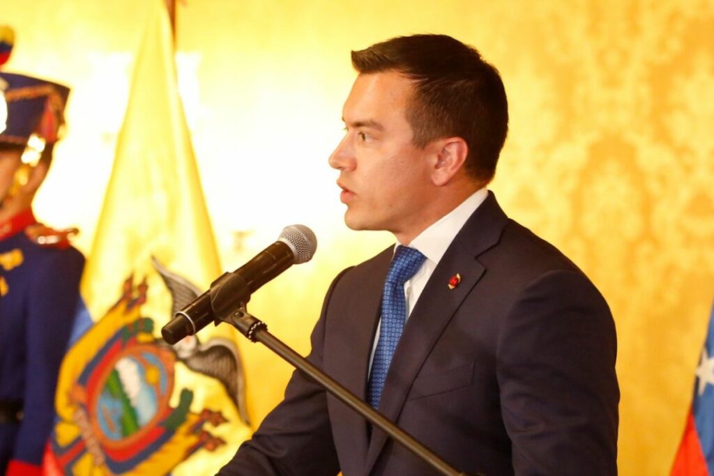 Daniel Noboa en un acto en Carondelet.