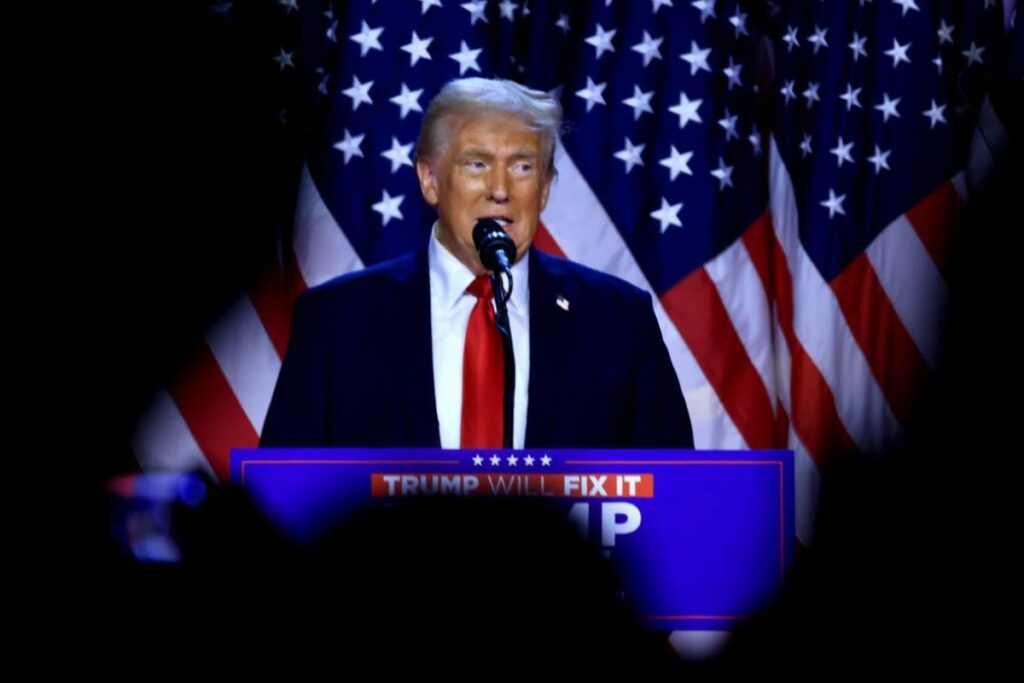 El presidente electo Donald Trump en un mitin.