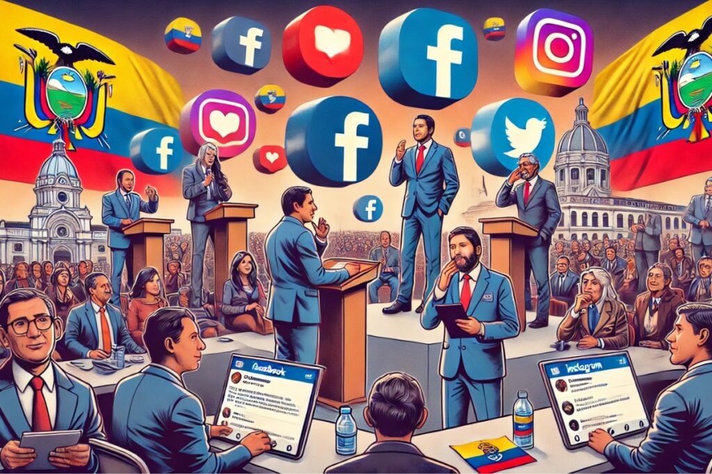 Imagen creada con ChatGPT sobre los candidatos que utilizan Facebook e Instagram en sus publicidades para las elecciones 2025.