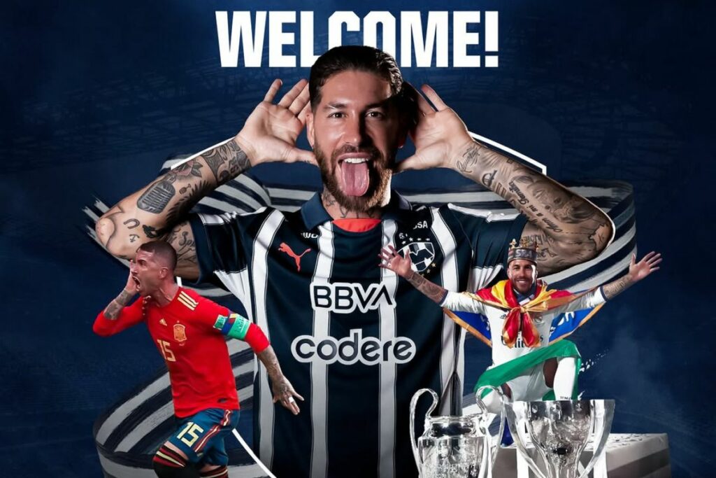 Afiche de la presentación de Sergio Ramos en su arribo a Monterrey.