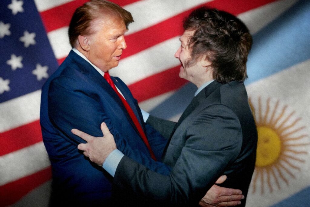 Imagen subida a la red social de Javier Milei junto a Donald Trump.