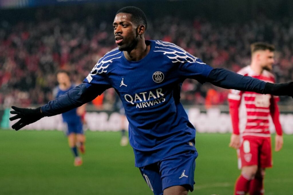 Ousmane Dembélé anotó un doblete en la victoria del PSG en Champions League.