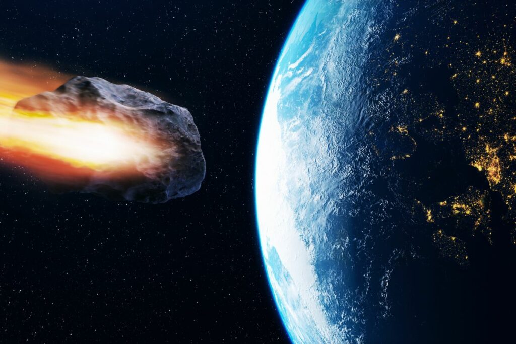 Imagen referencial de un asteroide cerca de la Tierra.