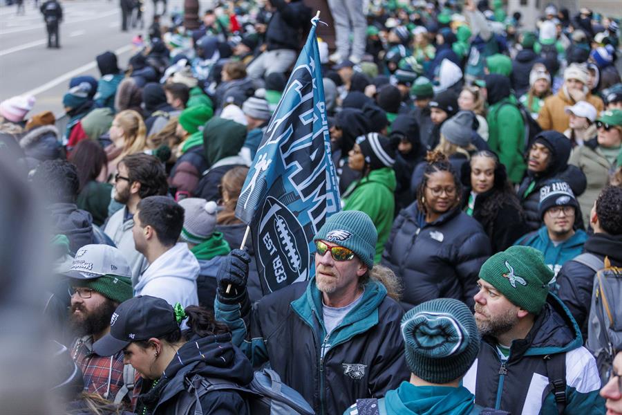 Aficionados del Eagles de Filadelfia en los festejos del título de la NFL.