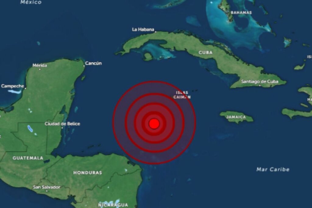 El terremoto se registró en Islas Caimán, en Centroamérica, cerca a la costa occidental de Honduras