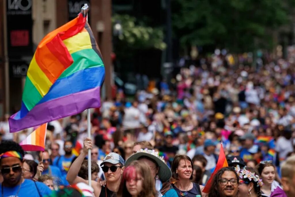 Fotografía de archivo de la marcha del Orgullo en Boston (EE.UU.).