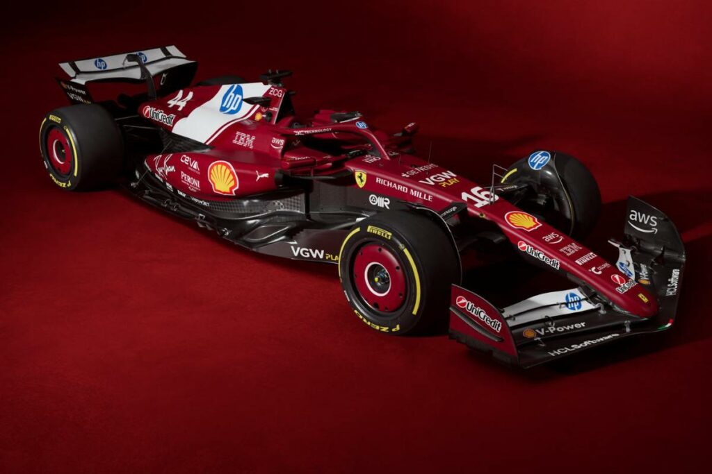 Imagen del nuevo monoplaza del equipo Ferrari, el SF-25. Ferrari presentó este 19 de febrero del 2025 en el circuito de Fiorano (Italia), el SF-25, el auto con el que competirá la temporada 2025 del Campeonato del Mundo de Fórmula 1.