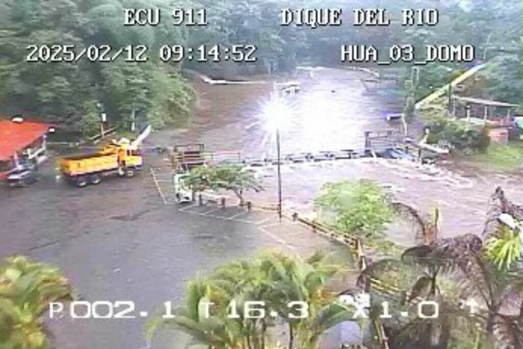 El ECU911 reportó el aumento del caudal del río Najembaime en el dique de Huamboya.
