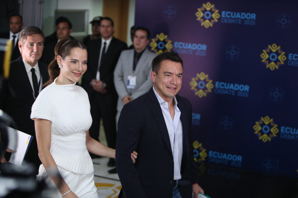 El presidente Daniel Noboa no dio declaraciones antes del debate. Foto: Julio Estrella/EL COMERCIO