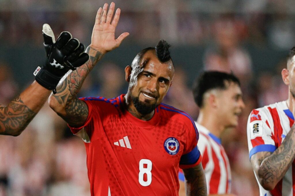 Arturo Vidal, capitán de la Selección de Chile, en su partido con Paraguay.
