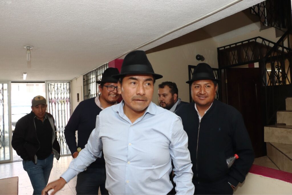 Leonidas Iza en la Reunión del Décimo Séptimo Consejo Político del Movimiento Pachakutik.