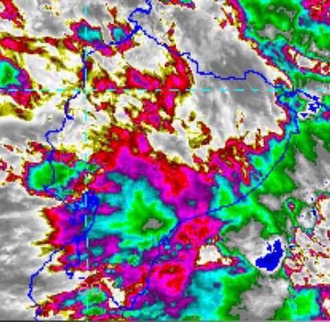Imagen satelital del 13 de marzo del 2025, en el que Ecuador recibió fuertes lluvias: Foto: Goes Imagery Viewer