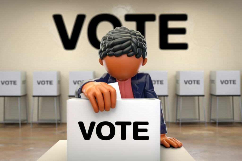 La acción cívica de votar. Imagen creada con IA con el prompt, un ciudadano vota.