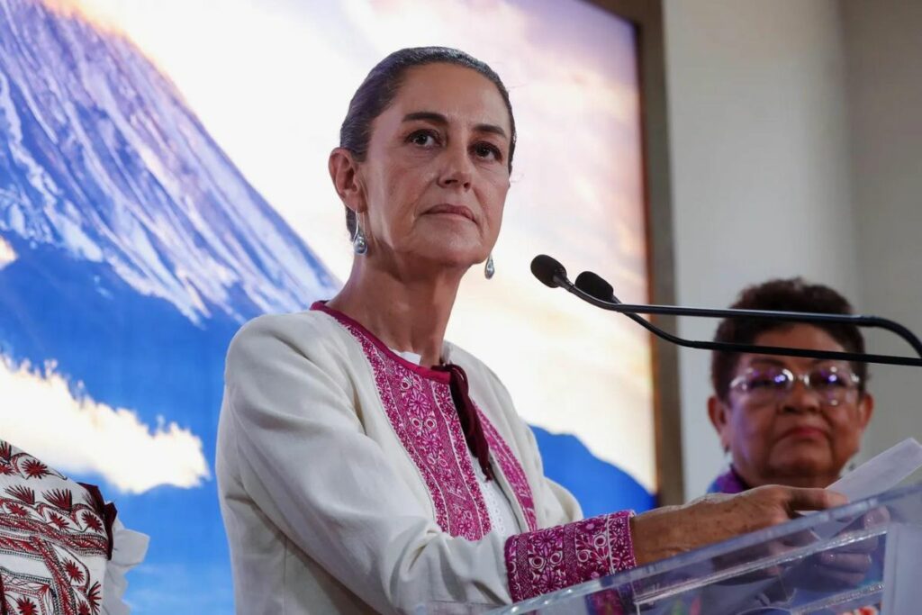 Claudia Sheinbaum, presidenta de México, durante una conferencia.