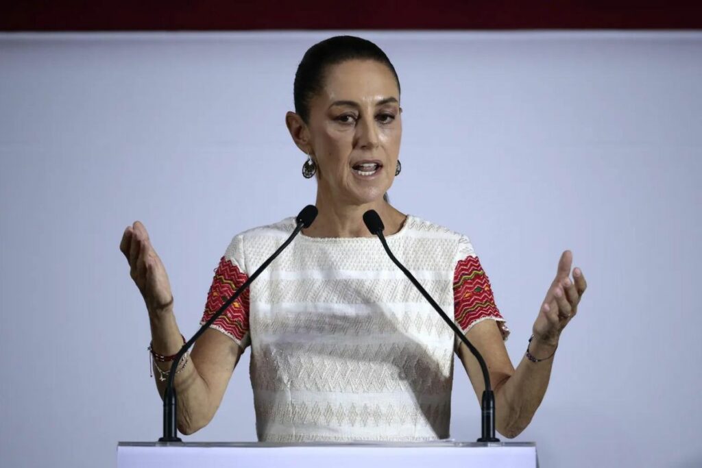 Claudia Shienbaum, presidenta de México, durante una rueda de prensa.