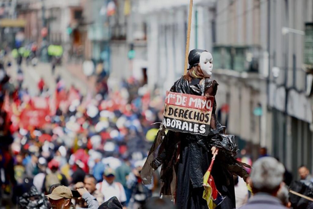 Las calles de Quito durante la marcha del 1 de mayo en 2023