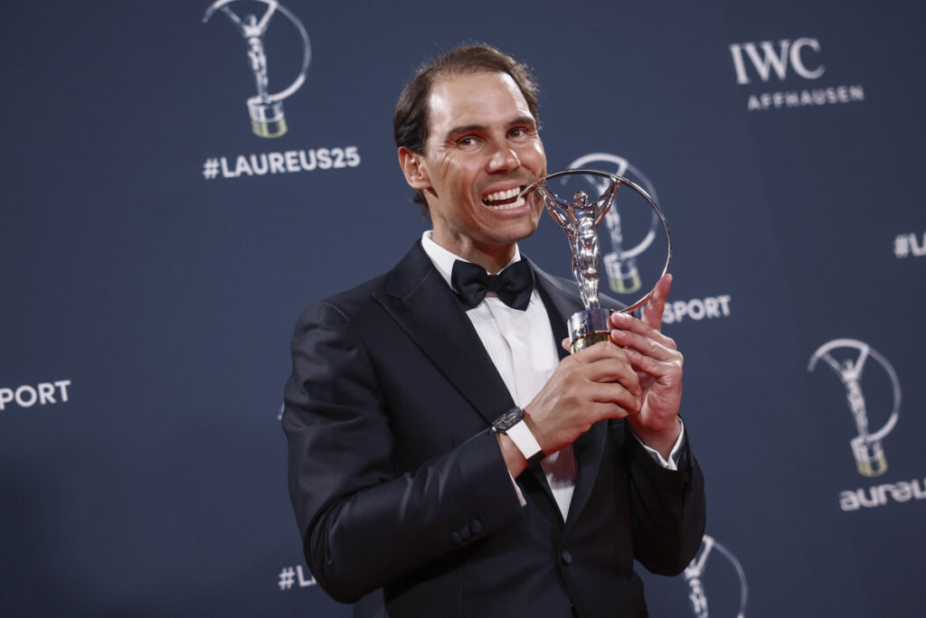 El extenista Rafael Nadal tras recibir su premio Laureus.